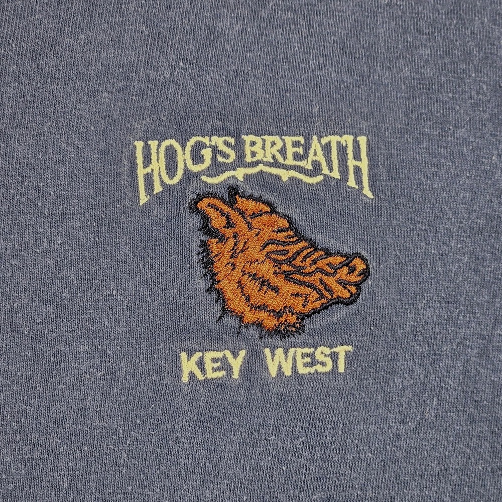Hogs Breath Saloon T shirt Adult Blue Embroidered Logo Short Sleeve Vintage Y2K‎